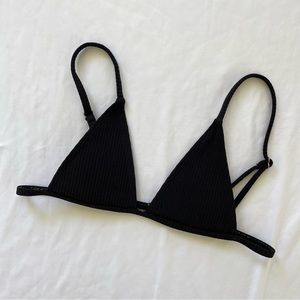 Quatre Swim Launch 001 Triangle Bikini Top in “Noir” Black